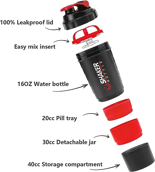 500ml Protein Shaker Cups Shake Cup with Storage with Pill Tray