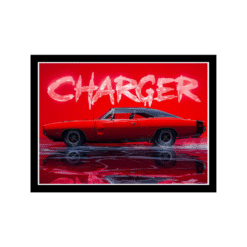 Red Charger Muscle Car Wall Frame