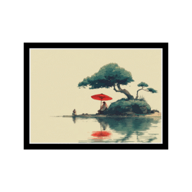 Japanese Lake View Wall Frame