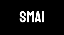 Official SMAI martial arts brand logo in white bold text on a black rectangular background