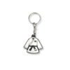 Miniature white karate uniform keychain with a black belt and IKL Store branding