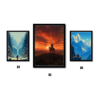 Set of three framed wall art prints featuring landscape illustrations in A3 and A4 sizes - IKL Store.