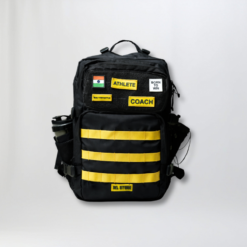 IKL Store Tactical Martial Arts Backpack - Black and Yellow Athlete Gym Bag with Patches