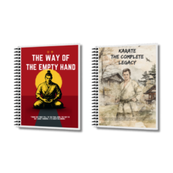 Spiral-bound training notebooks titled 'The Way of the Empty Hand' and 'Karate The Complete Legacy